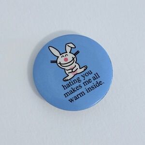 Vintage 90s Y2K Happy bunny button pin Hot Topic